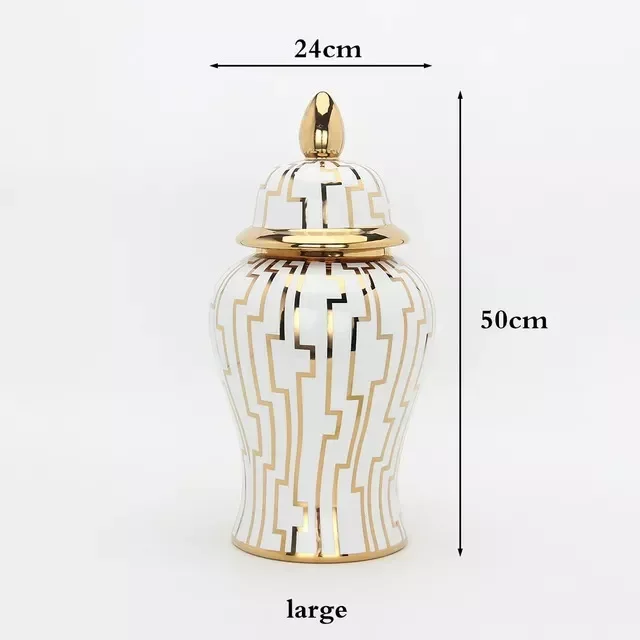 Vaso Decorativo Porcelana Chinesa Branco Dourado 50x24 - 7