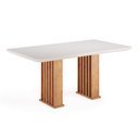 Ver imagem 2 de Mesa Sala de Jantar Tampo com Vidro Mond 1,60m Madeirado/off White Viero
