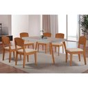 Ver imagem 1 de Conjunto: Mesa Sala Jantar Havana Curvo 180cm + 6 Cadeiras Havana Naturale/off White - Suede Creme