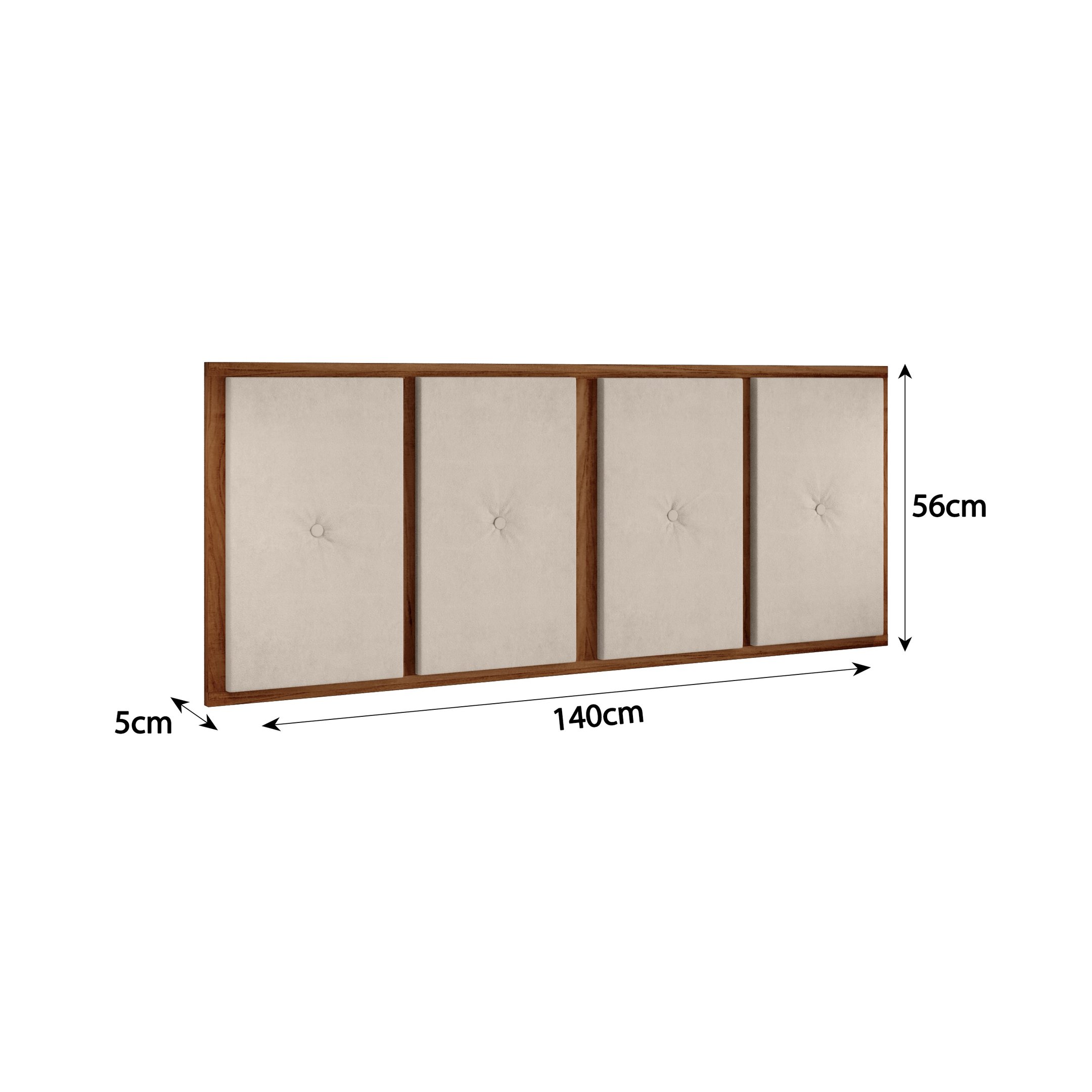 Painel Cabeceira Cama Casal 1,40 Box Estofado com Madeira- Várias Cores:bege - 3