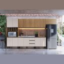 Ver imagem 2 de Cozinha Modulada Completa Araucária Quiditá 7 Peças Marrom Off White
