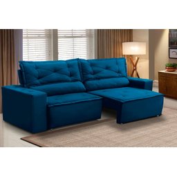 Sofá Retrátil e Reclinável 2 lugares com Molas 1,50m Livia Suede Azul Adonai Estofados - 1