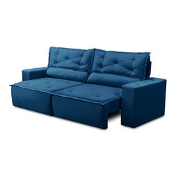 Sofá Retrátil e Reclinável 2 lugares com Molas 1,50m Livia Suede Azul Adonai Estofados - 6