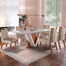 Mesa de Jantar 6 Lugares Doha com Vidro Prêmio/off White/pena Bege - Panorama Móveis - 1