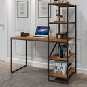 Ver imagem 1 de Mesa Industrial para Escritório com Prateleira Frist Preto e Canela