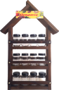 Ver imagem 1 de Porta Tempero Casinha em Madeira com 12 Potes - Tampas Pretas