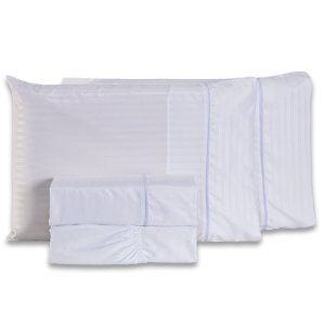 Jogo de Cama Lençol Mônaco Fitado com Fronha Solteiro 03 Peças - Tecido Listrado Percal 300 Fios Ace
