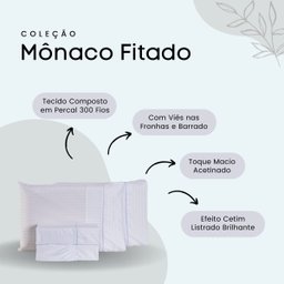 Jogo de Cama Lençol Mônaco Fitado com Fronha Solteiro 03 Peças - Tecido Listrado Percal 300 Fios Ace - 4