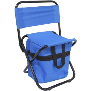 Cadeira Banco Banqueta Pesca Camping Praia com Bolsa Dobrável Azul Importway IWCPCB-001