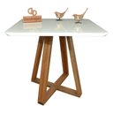 Ver imagem 1 de Mesa Jantar Base X Tampo Retangular Laca com Vidro 100x70cm Branco