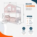 Ver imagem 4 de Beliche Casinha Dos Sonhos com Varanda 02 Gavetas e Kit Escorregador Madeira Maciça Rosa | Branco