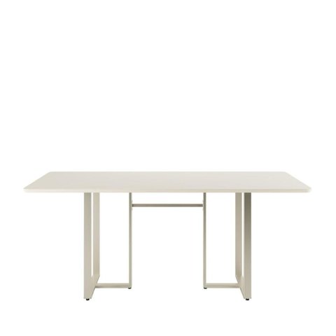 Mesa de Jantar Retangular com Vidro para 6 Lugares Arcádia 184 Cm - Champanhe C/ Off White Fosco