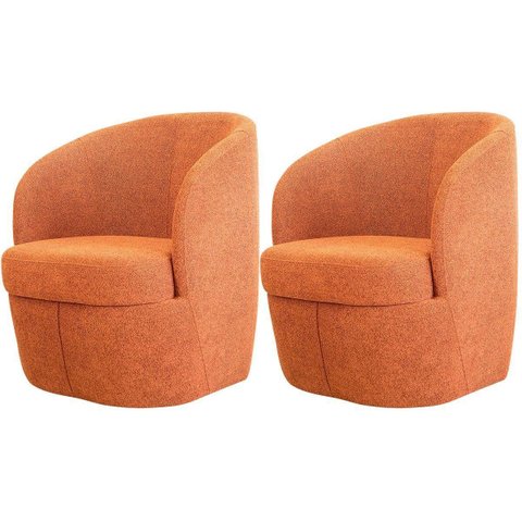 Kit 2 Poltronas para Sala e Escritório Base Giratória Samara Linho Terracota