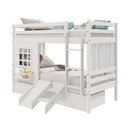 Ver imagem 3 de Beliche Infantil com Janela Gavetas Escorregador e Cortina Madeira Maciça Branco Housin