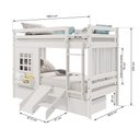 Ver imagem 4 de Beliche Infantil com Janela Gavetas Escorregador e Cortina Madeira Maciça Branco Housin