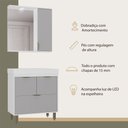 Ver imagem 4 de Conjunto para Banheiro Malibu 80cm com Gabinete Cuba Espelheira LED C00D84013 Branco/Cinza - Ozini m