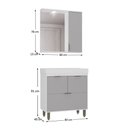 Ver imagem 2 de Conjunto para Banheiro Malibu 80cm com Gabinete Cuba Espelheira LED C00D84013 Branco/Cinza - Ozini m