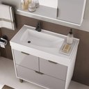 Ver imagem 5 de Conjunto para Banheiro Malibu 80cm com Gabinete Cuba Espelheira LED C00D84013 Branco/Cinza - Ozini m