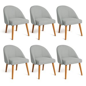 Kit 06 Cadeiras Poltrona de Jantar Luna Suede Pés Palito Castanho - Pallazio