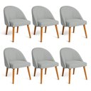 Ver imagem 1 de Kit 06 Cadeiras Poltrona de Jantar Luna Suede Pés Palito Castanho - Pallazio
