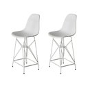 Ver imagem 1 de Kit 2 Banquetas Bistrô Alta Eames Branca Base Ferro Branco - Cor: Branco