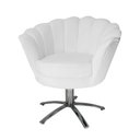 Ver imagem 2 de Poltrona Estofada Decorativa 1 Lugar Base Giratória de Metal Pétala Suede Branco - LM DECOR