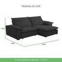 Ver imagem 6 de Sofá com Chaise Lisboa 4 Lugares Retrátil e Reclinável 240cm Grafite Lansof Brasil