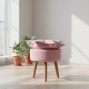 Ver imagem 1 de Puff Decorativo para Sala de Estar Pétala - Élpis Móveis - Veludo Rosa