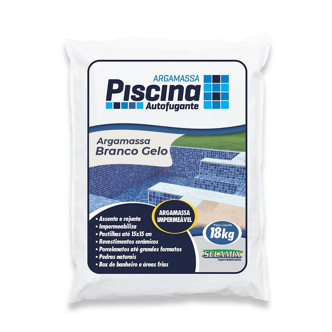 Argamassa Piscina Aut. Impermeável Cor Branco Gelo 18kg - 1