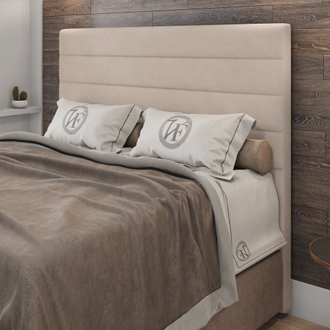Cabeceira Casal Napoli 140cm Veludo Bege c/ Frame Italian Flex