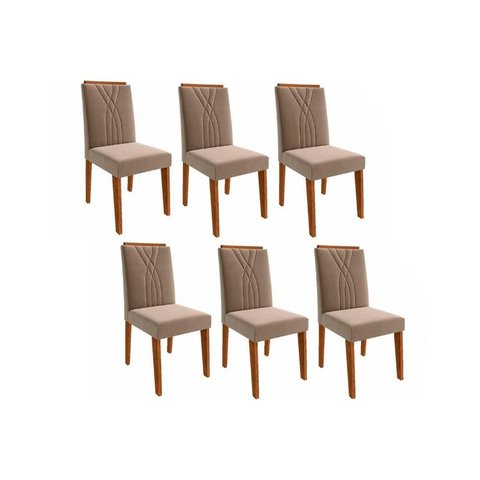 Cadeira Sala de Jantar Nicole Kit 6 Un Savana/Suede Joli - Cimol