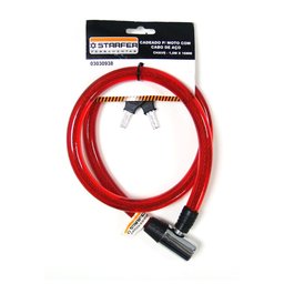 Cadeado para moto com cabo de aço com chave 1m x 16mm - Starfer - 2