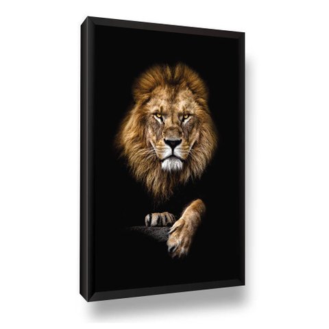Quadro Decorativo Leão King Grande Moldura Sala