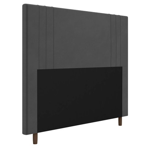 Cabeceira Cama Box Solteiro Ferrara 90cm Suede Cinza - Desk Design