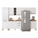 Ver imagem 1 de Armário De Cozinha Completa Com Adega 9 Portas 3 Gavetas Favorita Branco/Nature