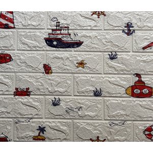 Painel Adesivo Espuma Parede Barcos com 10 Peças B9 70x77cm