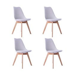 Kit 04 Cadeiras Leda Eames Jantar Cozinha com Assento Estofado Branco - 1
