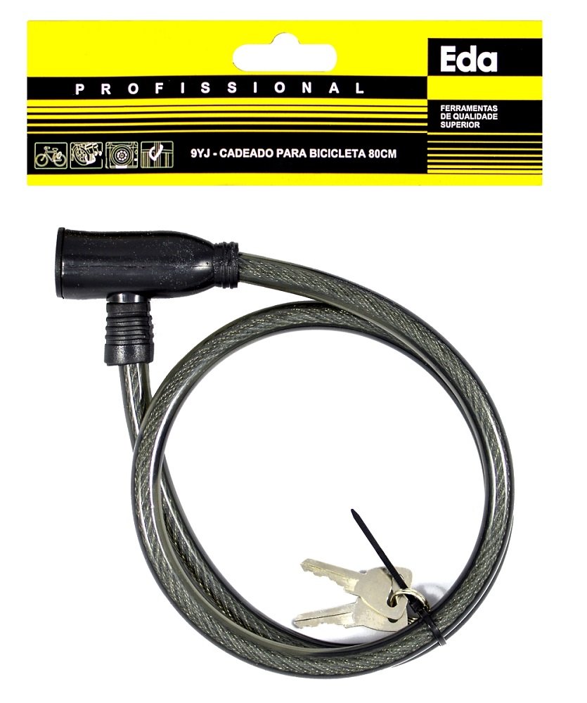 Trava Cadeado para Bicicleta C/chave 80cm Eda 9yj