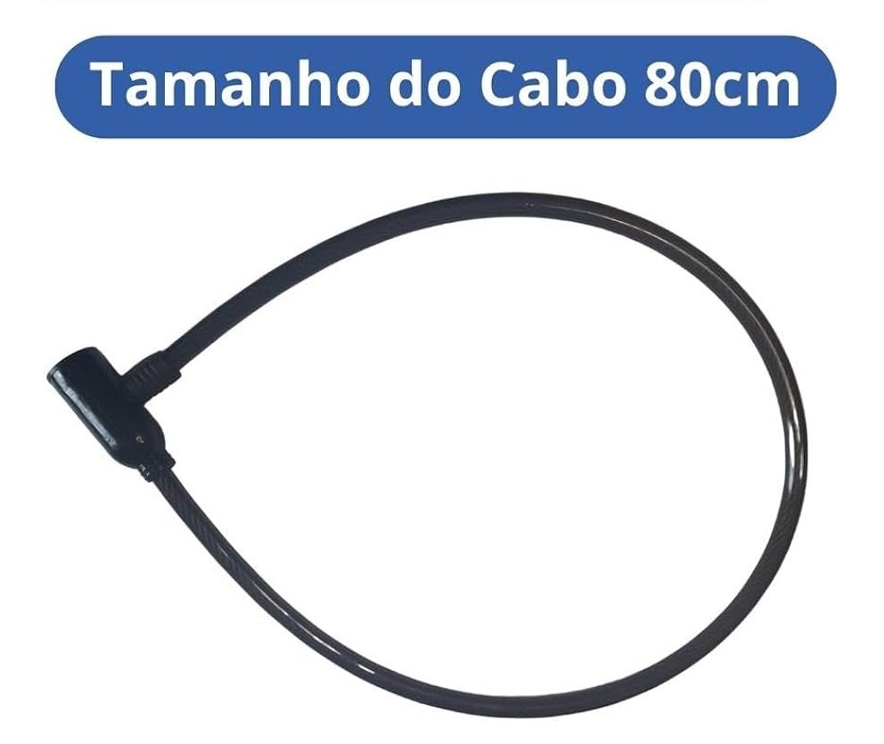 Trava Cadeado para Bicicleta C/chave 80cm Eda 9yj - 3