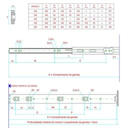 03 Pares Corrediça Gaveta Trilho Telescópico 30 cm para 35kg - Openfield                                                                        - 7