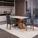 Ver imagem 2 de Conjunto de Mesa Sala de Jantar Tampo com Vidro 1,36m 4 Cadeiras Grécia Dobuê