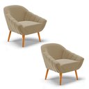 Ver imagem 1 de Kit 2 Poltronas Giovana Suede Marrom Rato Pés Palito Castanho - D'Rossi