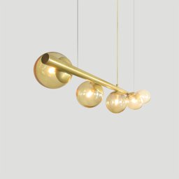 Lustre Pendente Figo Ouro - 5 Globos Esfera de Vidro Âmbar - 4