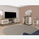 Ver imagem 2 de Conjunto Sala Rack P/ Tv até 75", Buffet Aparador 1 Porta, Mesa de Apoio Charlotte Pinho/off White