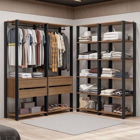 Guarda-roupa Closet Modulado Valencia 4 Gavetas 358cm Madesa 03