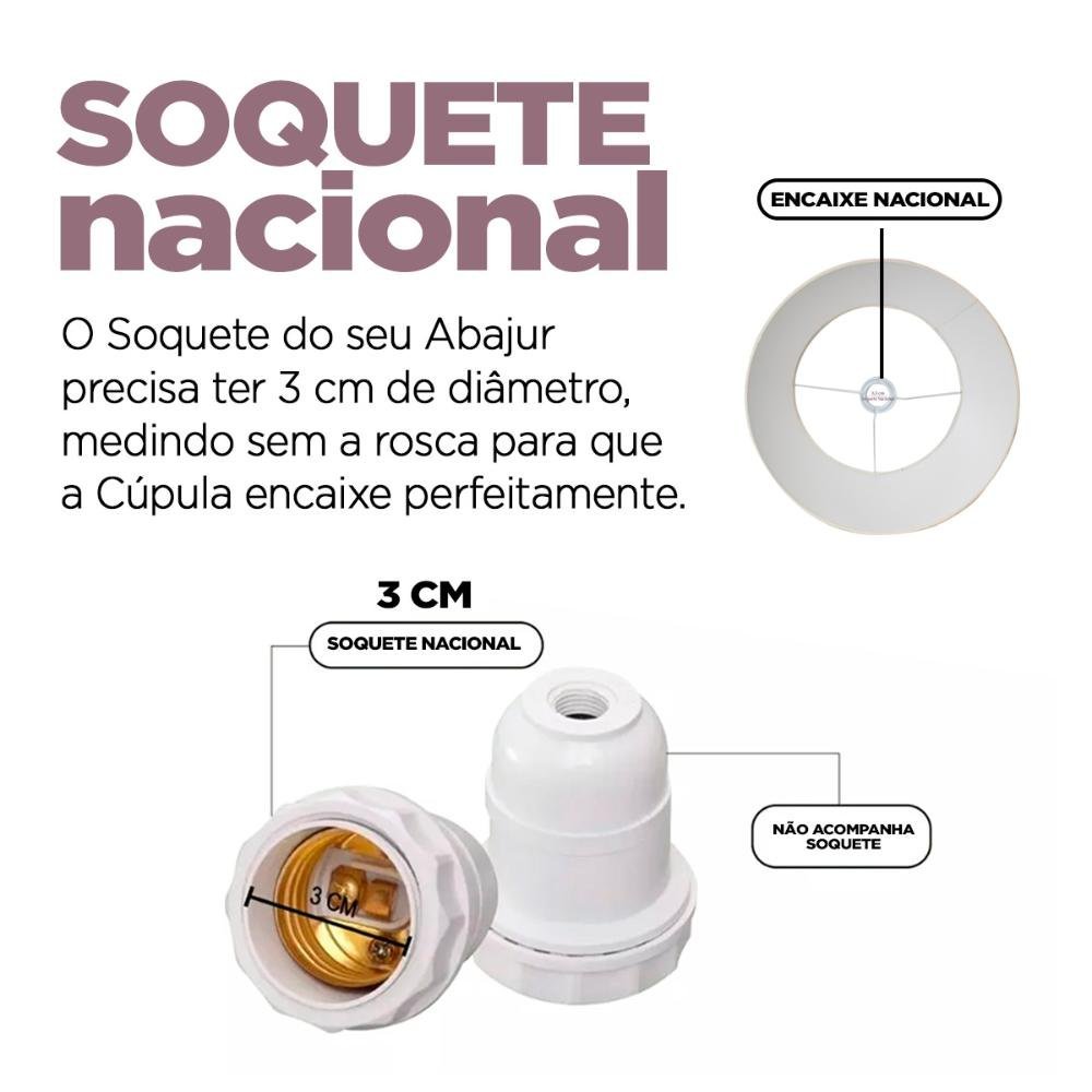 Cúpula para Abajur Luminaria Tecido Algodão Soquete Nacional Ref 78 Bege - 5