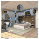 Ver imagem 5 de Quarto de Canto Casal com Guarda Roupas Cabeceira e Bancada Home Office Paris Luciane Móveis
