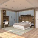 Ver imagem 1 de Quarto de Canto Casal com Guarda Roupas Cabeceira e Bancada Home Office Paris Luciane Móveis