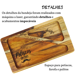 Tábua Petisqueira Teca Aperitivo Queijo Churrasco Cor Marrom - 4