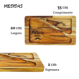 Tábua Petisqueira Teca Aperitivo Queijo Churrasco Cor Marrom - 5